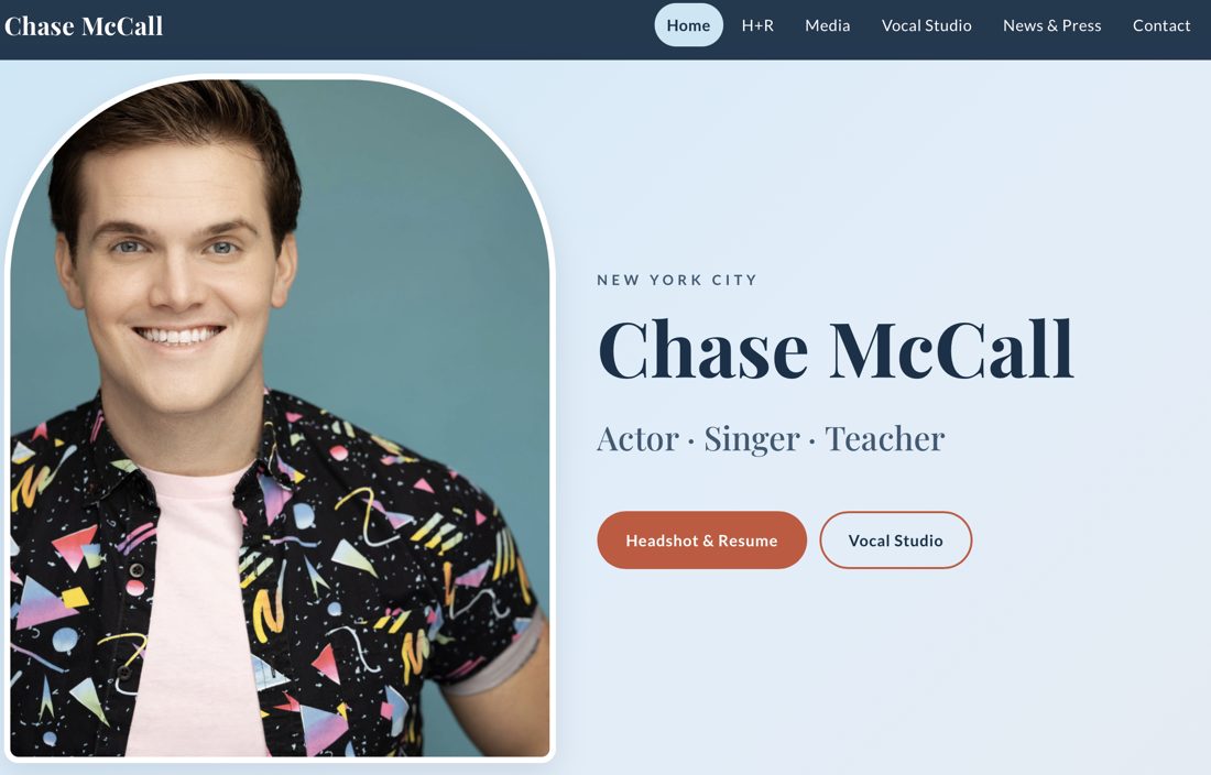Homepage of chasemccall.me
